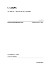 Siemens SIPROTEC Compact Serviceinformation