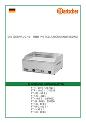 Bartscher FTH - 90 E Original Einbau- Und Montageanleitung