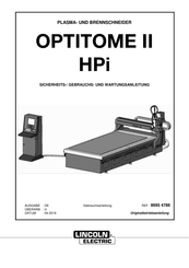 Lincoln Electric OPTITOME II HPi Gebrauchs- Und Wartungsanleitung