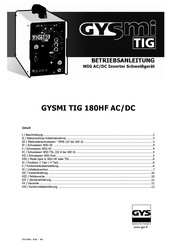 GYS GYSMI TIG 180HF AC/DC Betriebsanleitung