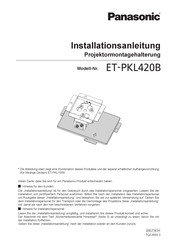 Panasonic ET-PKL420B Installationsanleitung