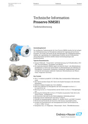 Endress+Hauser Proservo NMS81 Technische Information