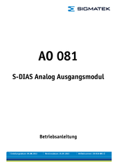 SIGMATEK AO 081 Betriebsanleitung