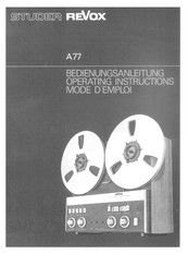 STUDER REVOX A77 Bedienungsanleitung