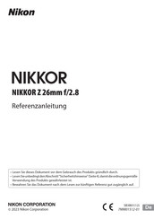 Nikon NIKKOR Z 26mm f/2.8 Referenz-Anleitung