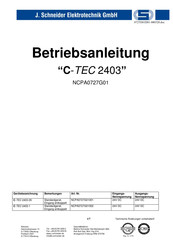 J. Schneider Elektrotechnik C-TEC 2403 Betriebsanleitung