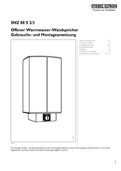 STIEBEL ELTRON SNZ 80 S 2/3 Gebrauchs- Und Montageanweisung