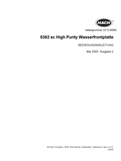 Hach 8362 sc High Purity Bedienungsanleitung