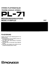 Pioneer PL-71 Bedienungsanleitung