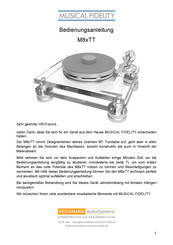 Musical Fidelity M8xTT Bedienungsanleitung