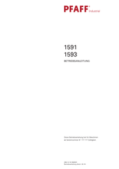 Pfaff Industrial 1593 Bedienungsanleitung