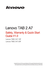 Lenovo TAB 2 A7-20F Sicherheit, Garantie & Schnellstart