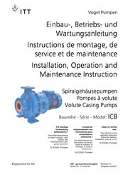 VOGEL Pumpen ICB Serie Einbau-, Betriebs- Und Wartungsanleitung