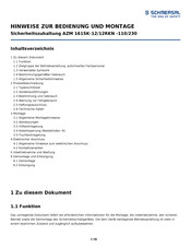 schmersal AZM 161SK-12/12RKN -110/230 Hinweise Zur Bedienung