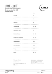 Uwt SLB 200E Geräteinformation, Betriebsanleitung