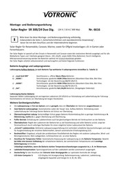 Votronic SR 550 Duo Digital Montage- Und Bedienungsanleitung
