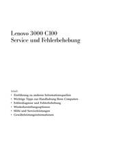 Lenovo 3000 C100 Service Und Fehlerbehebung