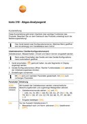 testo 310 Kurzanleitung