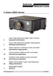 Digital Projection E-Vision 6900 Serie Wichtige Information