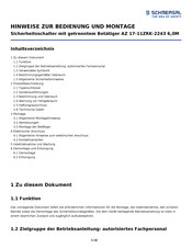 schmersal AZ 17-11ZRK-2243 Hinweise Zur Bedienung