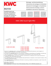 KWC ONO touch light PRO 12.651.132.000 Montage- Und Serviceanleitung