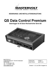 Mastervolt QS Data Control Premium Bedienungs- Und Installationsanleitung