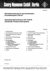 Georg Neumann TLM 50 Betriebsanweisung