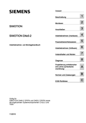 Siemens SIMOTION D4 5-2 Serie Inbetriebnahme- Und Montagehandbuch