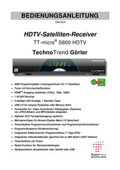 TechnoTrend Görler TT-micro S800 HDTV Bedienungsanleitung