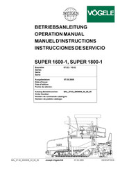 WIRTGEN VOGELE SUPER 1600-1 Betriebsanleitung