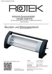 Rotek HI-QZ-1200-FS Benutzer- Und Wartungshandbuch