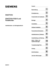 Siemens SIMOTION P320-3 Inbetriebnahme- Und Montagehandbuch