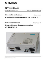 Siemens 7XV5662-0AA00 Hinweise Für Den Gebrauch