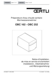OERTLI OBC 162 Installation, Inbetriebnahme Und Wartungsanleitung