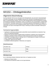 Shure Microflex MX153T/O-TQG Bedienungsanleitung
