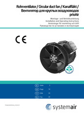 SystemAir prioAir prio 250 E2 Montage- Und Betriebsanleitung