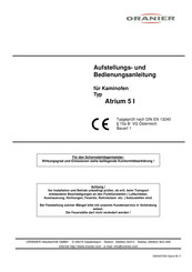 Oranier Atrium 5 I Aufstellungs- Und Bedienungsanleitung