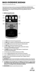 Behringer BASS OVERDRIVE BOD400 Kurzanleitung