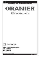 Oranier KG 2817 20 Bedienungs- Und Installationsanleitung
