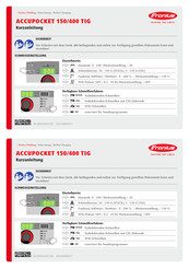 Fronius ACCUPOCKET 150/400 TIG Kurzanleitung