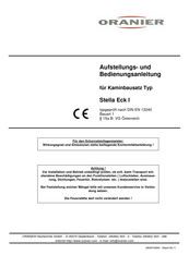 Oranier Stella Eck I Aufstellungs- Und Bedienungsanleitung