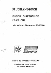 Piper Cherokee PA 28-180 Flughandbuch