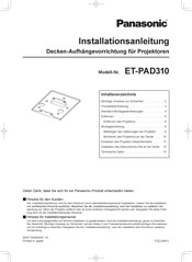 Panasonic ET-PAD310 Installationsanleitung