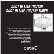 Cata DUCT IN LINE 100/130 TIMER Gebrauschsanweisung Und Wartung