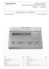 Bosch BLAUPUNKT PVE-10 Kundendienstschrift