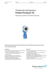 Endress+Hauser Proline Promag D 10 Technische Information