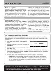 Tascam DV-RA1000 Kurzreferenz