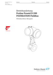 Endress+Hauser Proline Prowirl D 200 PROFIBUS PA Betriebsanleitung
