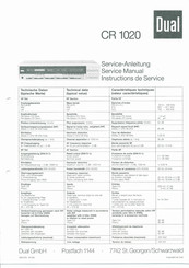 Dual CR 1020 Serviceanleitung