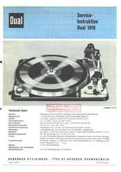 Dual 1019 Service-Instruktion
